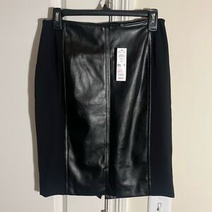 White House Black Market Mixed Leather Boot Skirt. Size 4. NWT.